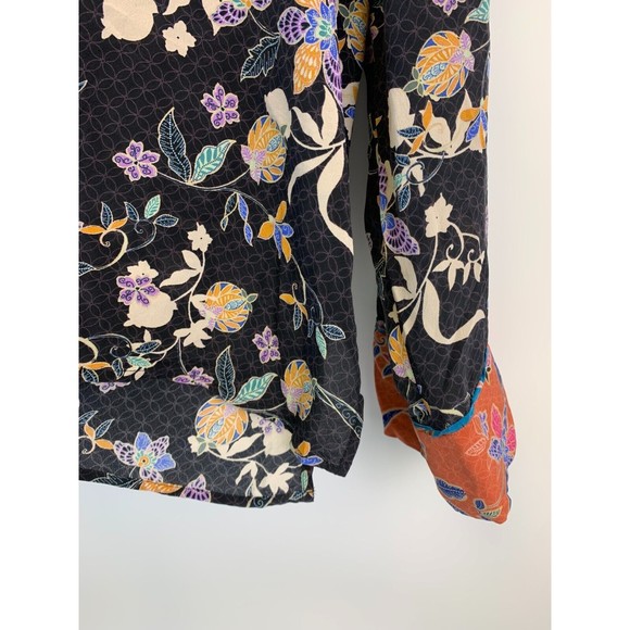 Johnny Was JADE Cruz Lounge Top Floral Silk Button Blouse Long Sleeve L13819 XL - Picture 7 of 13